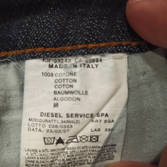 DIESEL Kratt Button Fly Denim Jeans Made in Italy Mens 32x30 Blue 100% Cotton ~ - Picture 12 of 16